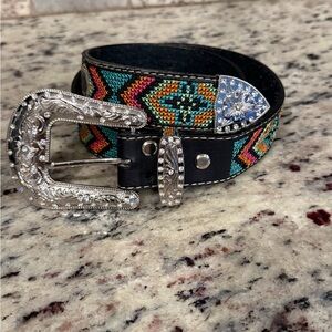 Nocona Girls Multicolor Aztec Stitched Belt